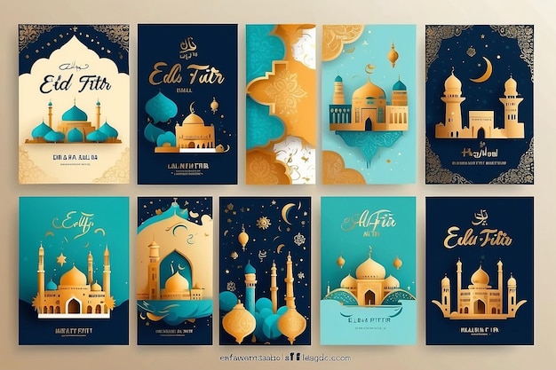 Photo flat eid alfitr card collection