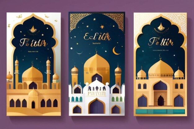 Photo flat eid alfitr card collection