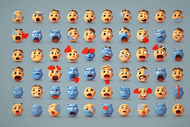 Raccolta di reazioni di emoticon piatte