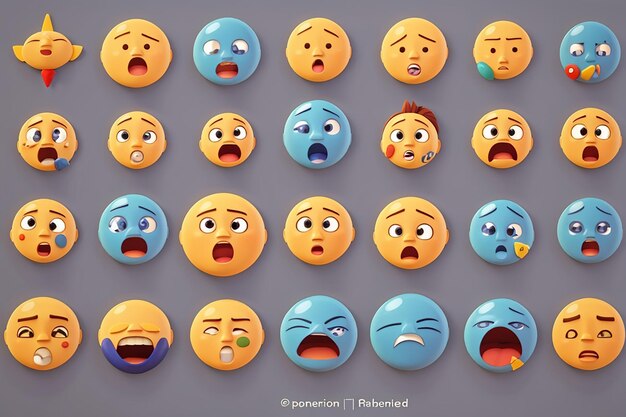 Photo flat emoticon reaction collectio