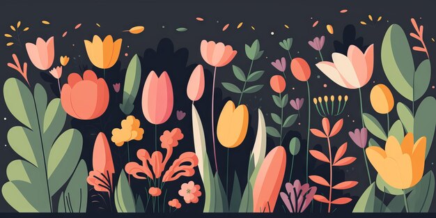 Flat floral spring background