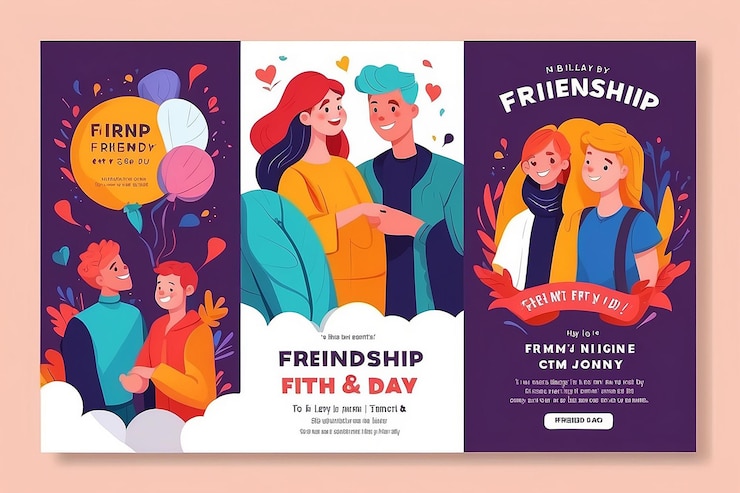 Photo flat friendship day invitation template