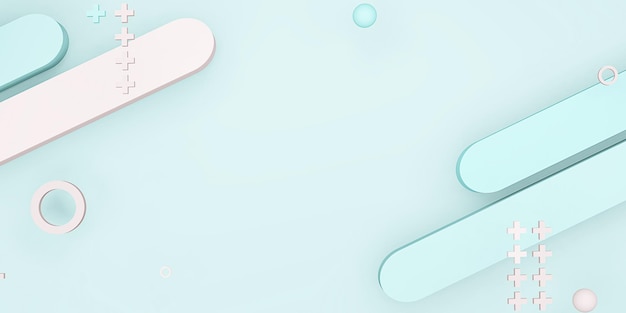 Flat geometric background geometric pastel colors 3d illustration