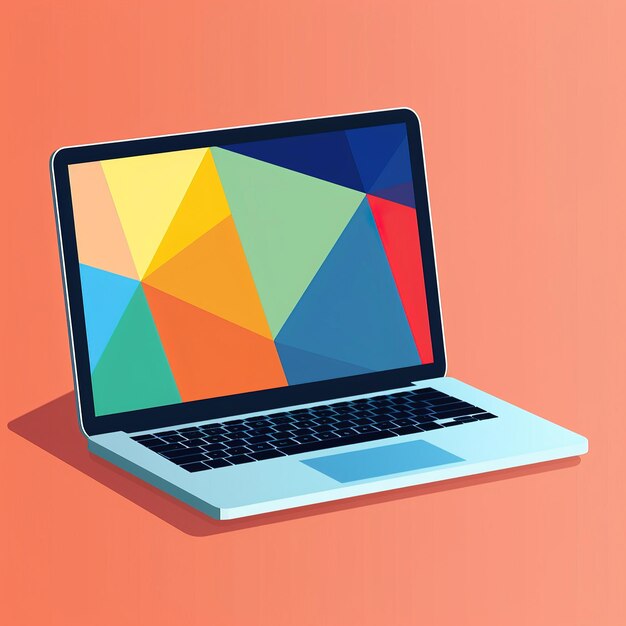 Фото Плоский геометрический векторный графический логотип ноутбука простой минимальный