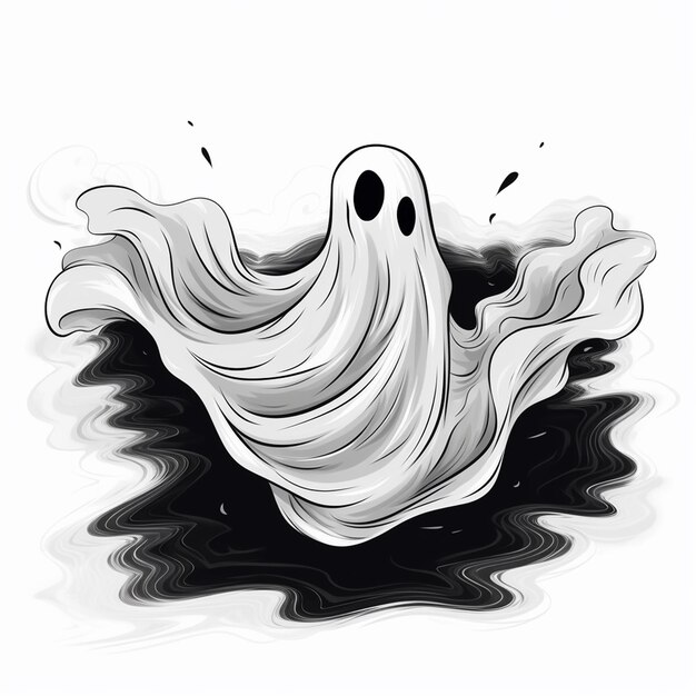 Flat Ghost for Halloween Simple Elegance