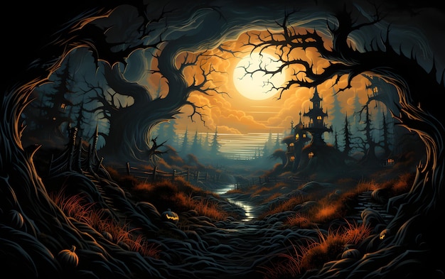 flat halloween background