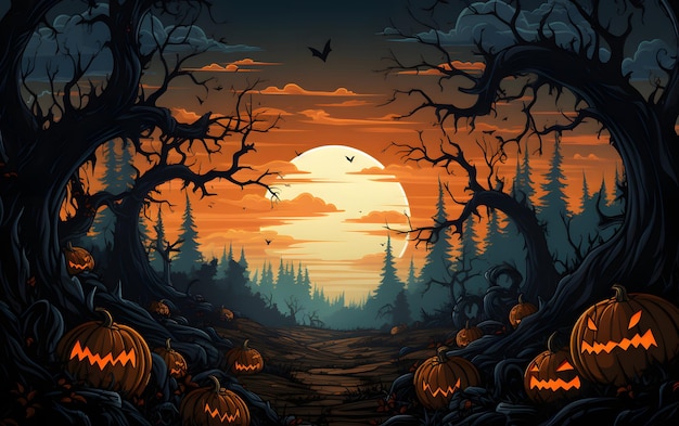 flat halloween background