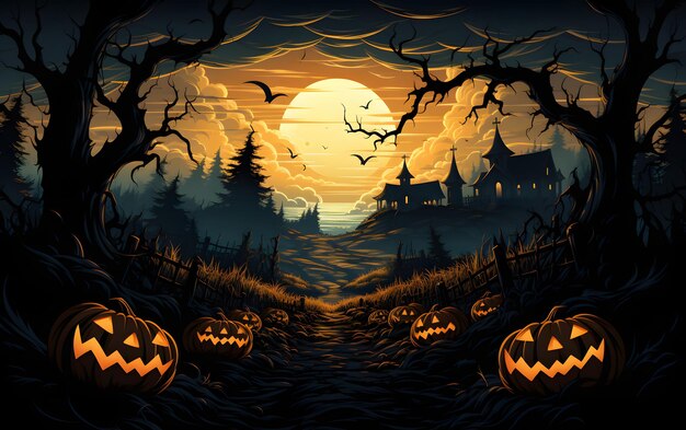 flat halloween background