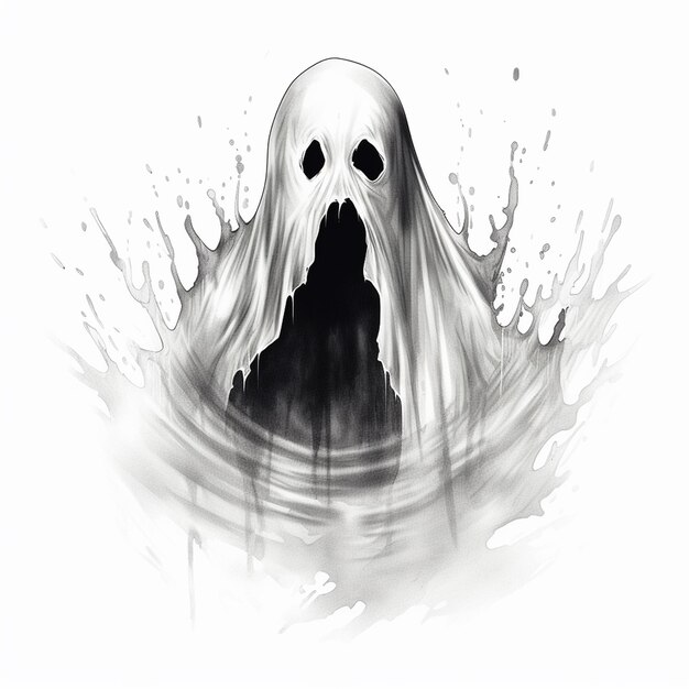 Photo flat halloween ghost drawing