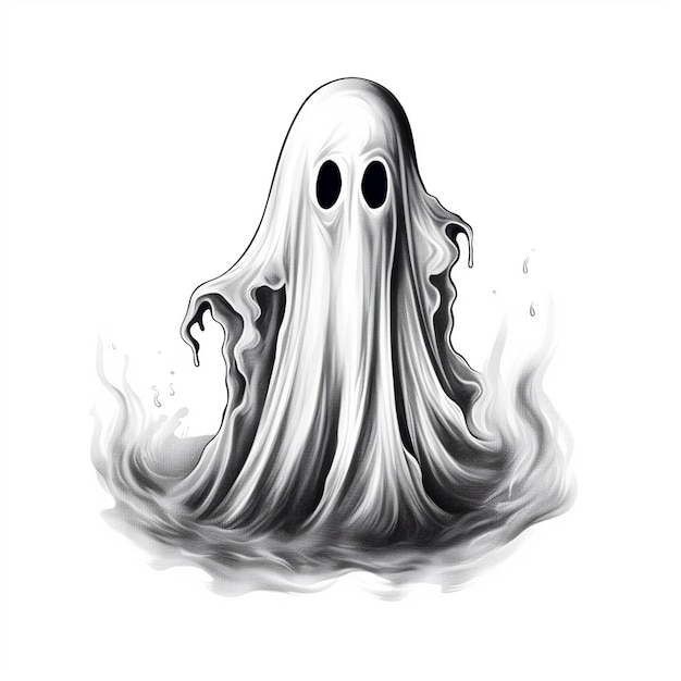 Photo flat halloween ghost sleek ethereal figure