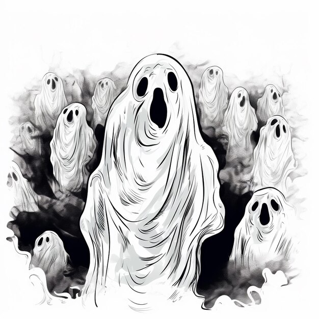 Photo flat halloween ghosts simple whimsical appeal