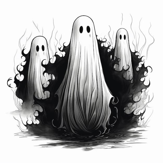 写真 フラットなハロウィーンの幽霊、気まぐれな幽霊