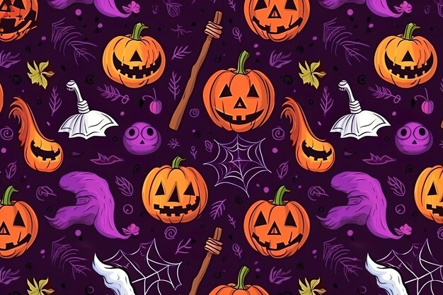 Foto design piatto del modello di illustrazione di halloween generato dai