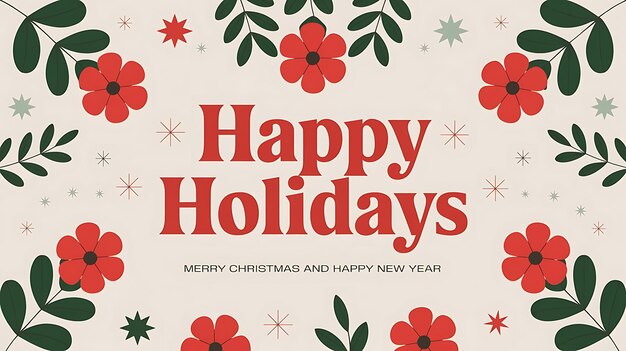 Photo flat happy holidays horizontal banner design