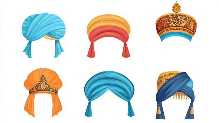 फोटो flat icon of headwrap accessories suitable for desert attire representing a family of islamic heritage