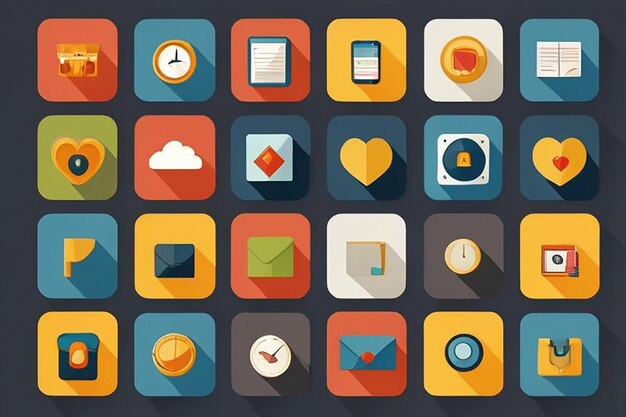 Photo flat icon set for web and mobile application