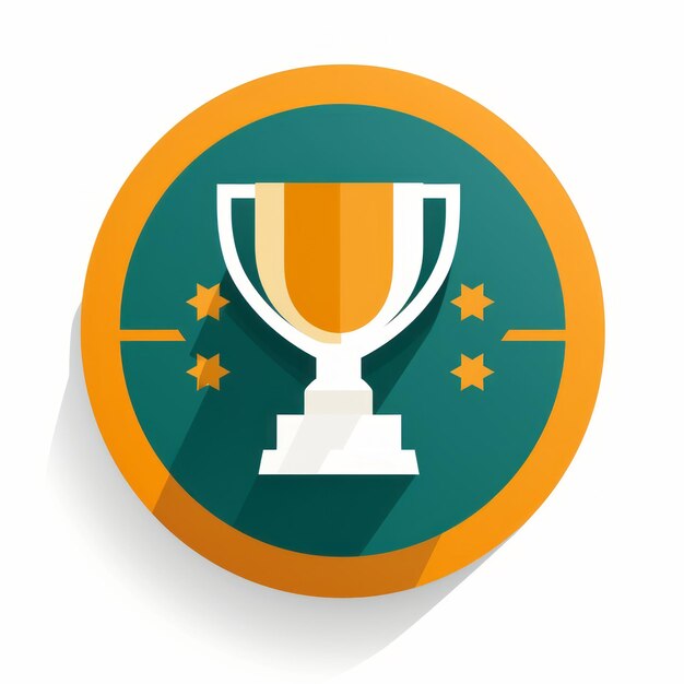 Photo a flat icon of a trophy on a green and orange background