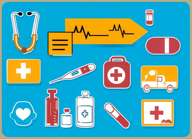 Flat icons in medicine and healthcare design for flyers poster banner