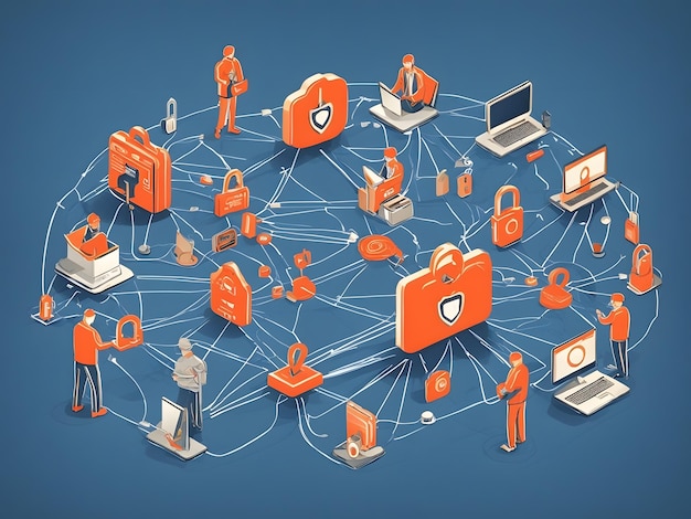 Flat illustration of Abstract network security background