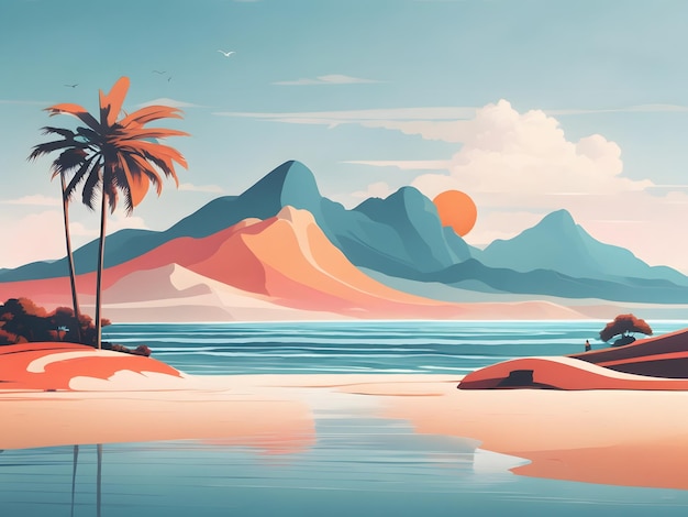 flat illustration beach