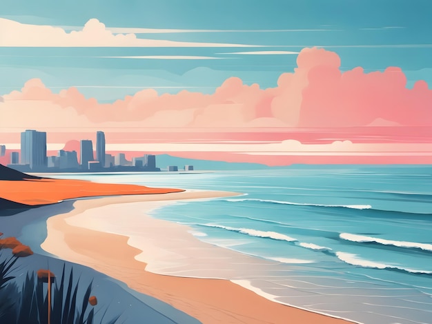 Photo flat illustration beach