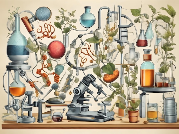 Flat illustration of Biotechnology