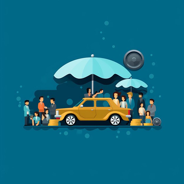 Flat illustration car insurance ai generative