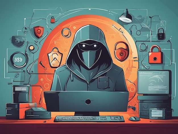 Flat illustration of computer security background