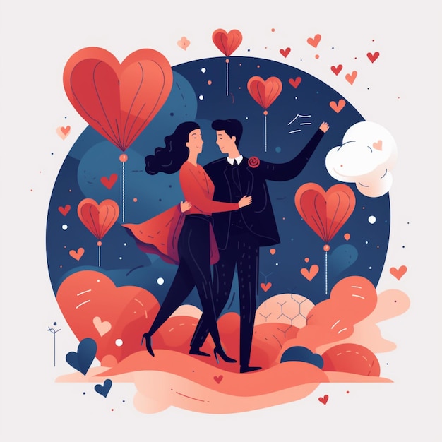 Flat illustration of couple falling in love perfect to create banner or flyer aboutnational girlfri