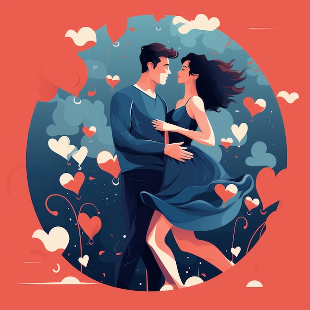 Flat illustration of couple falling in love perfect to create banner or flyer aboutnational girlfri