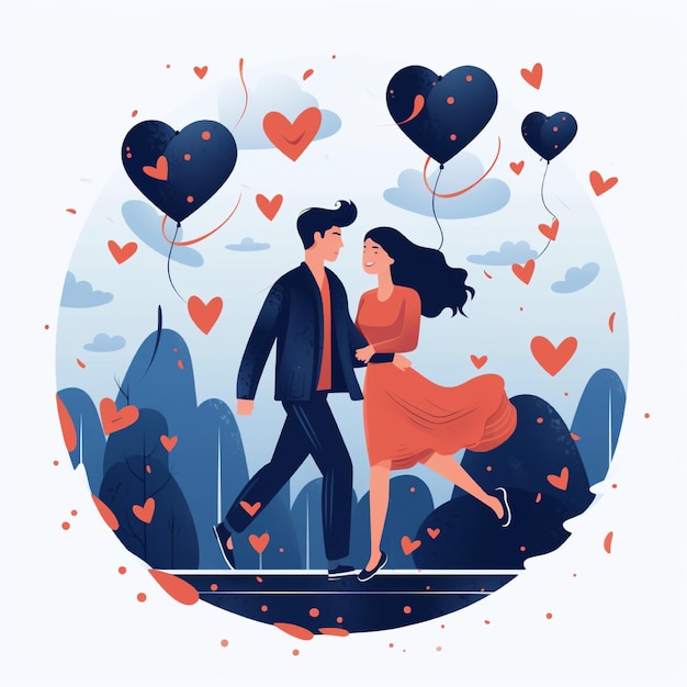 Flat illustration of couple falling in love perfect to create banner or flyer aboutnational girlfri