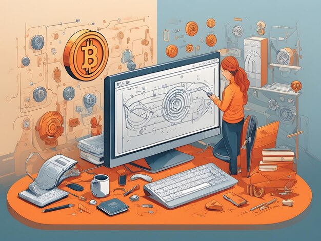 Photo flat illustration of cryptography