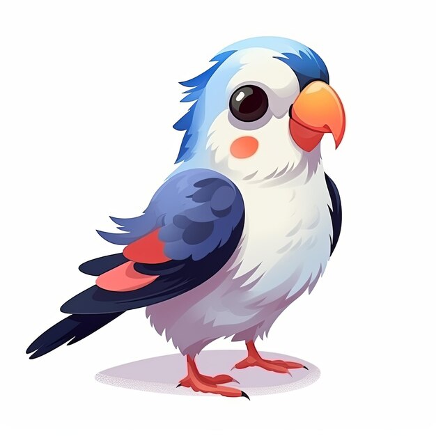 Photo flat illustration of cute pleasant bird friendly character white background