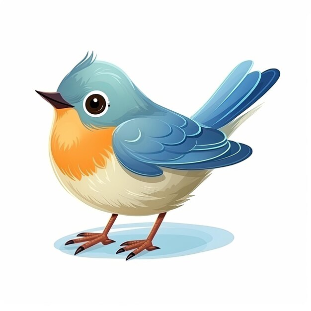 Photo flat illustration of cute pleasant bird friendly character white background