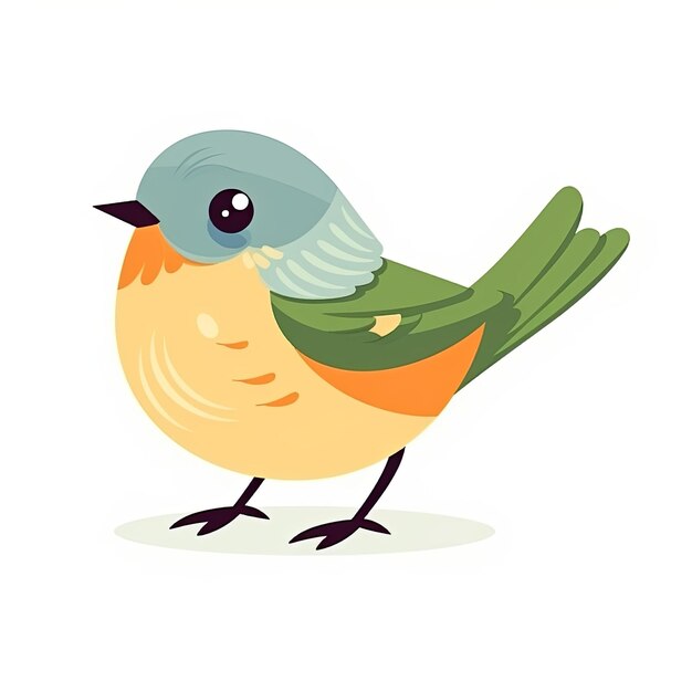 Photo flat illustration of cute pleasant bird friendly character white background