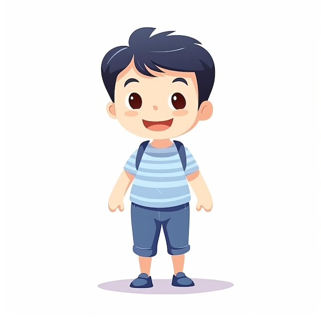 flat illustration of cute pleasant boy friendly character white background