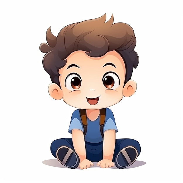 flat illustration of cute pleasant boy friendly character white background