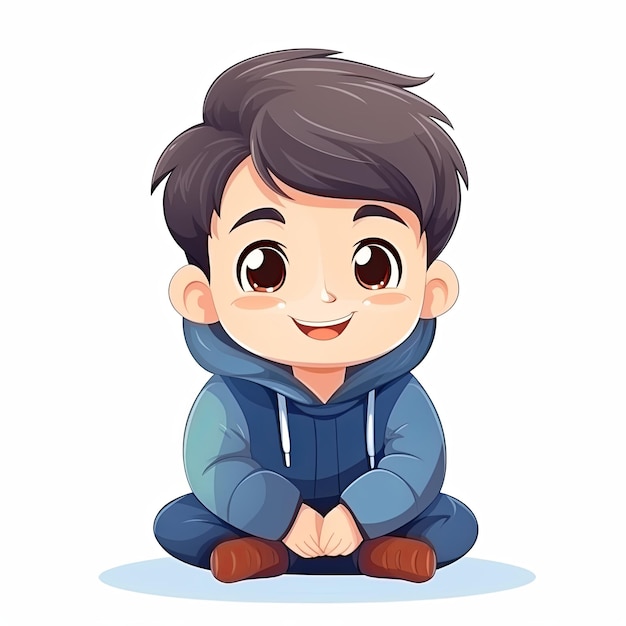 flat illustration of cute pleasant boy friendly character white background