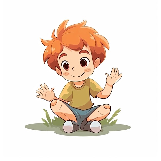 flat illustration of cute pleasant boy friendly character white background