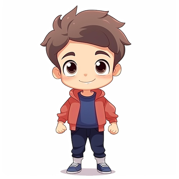 flat illustration of cute pleasant boy friendly character white background