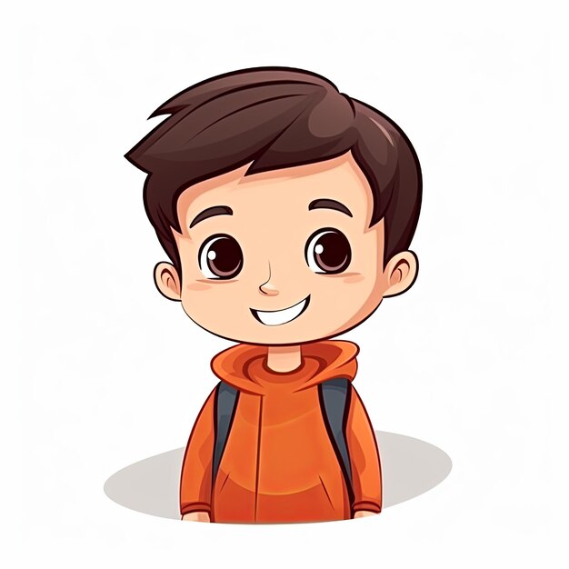 Photo flat illustration of cute pleasant boy friendly character white background