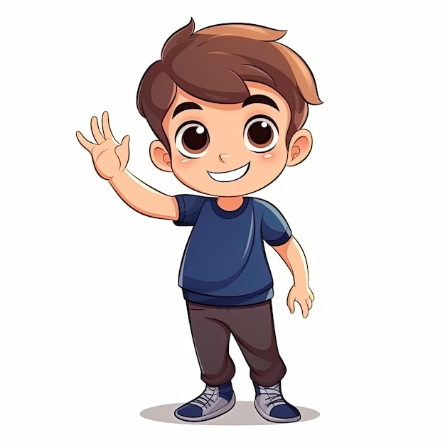 flat illustration of cute pleasant boy friendly character white background