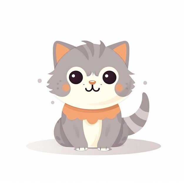 Photo flat illustration of cute pleasant cat friendly character white background