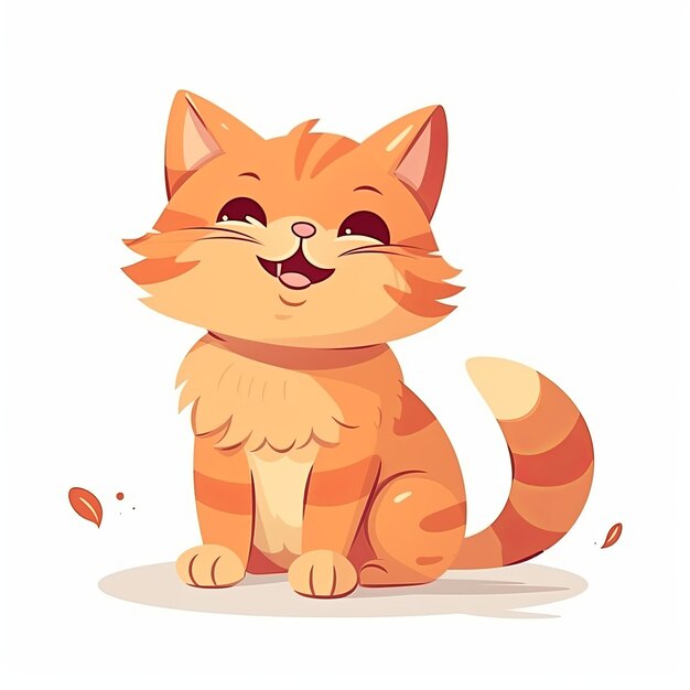 Photo flat illustration of cute pleasant cat friendly character white background