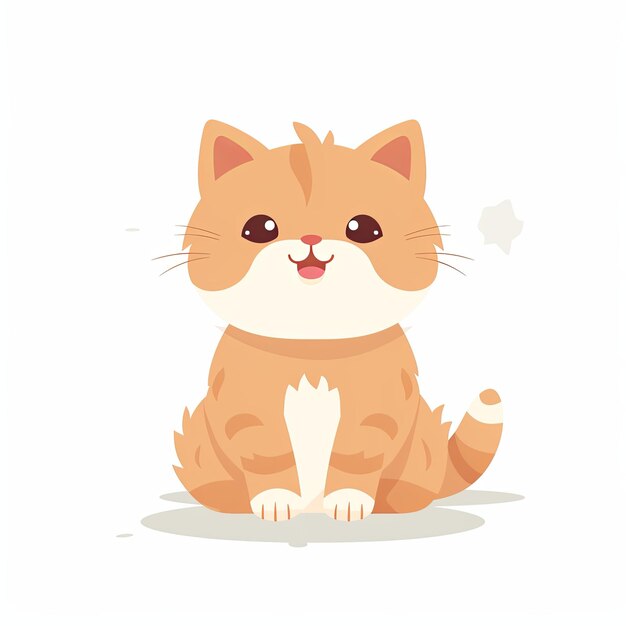 Photo flat illustration of cute pleasant cat friendly character white background