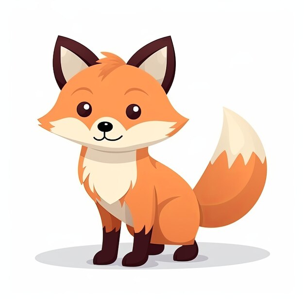 Photo flat illustration of cute pleasant fox friendly character white background