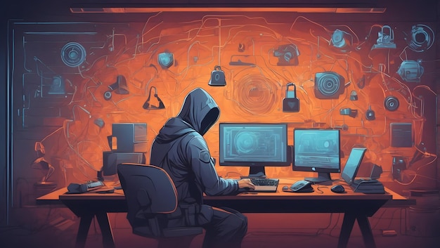 Flat illustration of Cybersecurity specialist