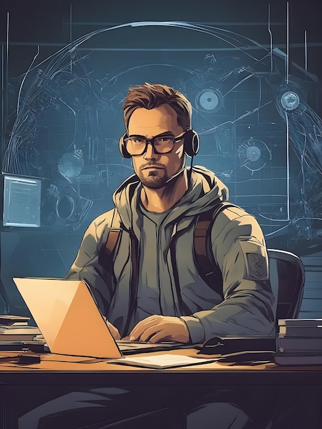 Flat illustration of Cybersecurity specialist