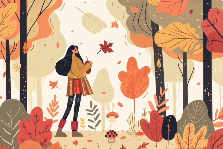 Photo flat illustration for fall season
