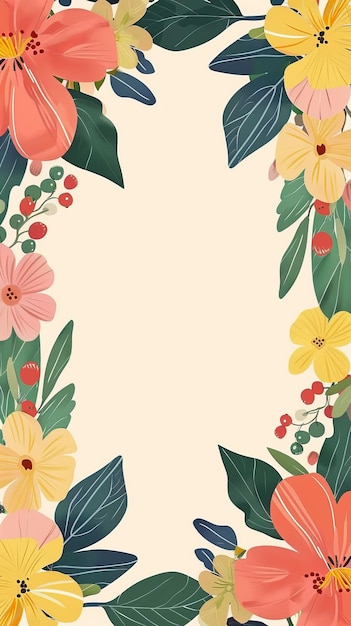 flat illustration flower frame